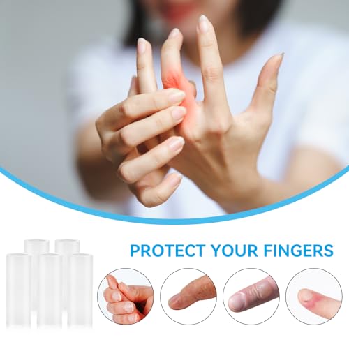 20 Pcs Finger Sleeves Protectors Silicone Finger Sleeve Gel Finger Sleeve Protectors Finger Covers Cushions and Protects Rubber Finger Shields Provide Relief forCracked Finger - color: White