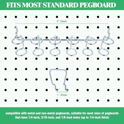 13Pcs Pegboard Screwdriver Pliers Holders Set Contains Double Loop Shelving Display Organizer Hooks and Multi Ring Peg Board Hanging Hook for Shop Store Supermarket