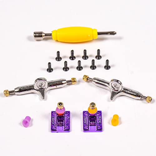 Fingerboard Trucks with Upgraded Urethane Bushings and Pivot Cup,34mm 32mm Width,Normal Kingpin (Purple, 32mm) - color: Purple, size: 32mm