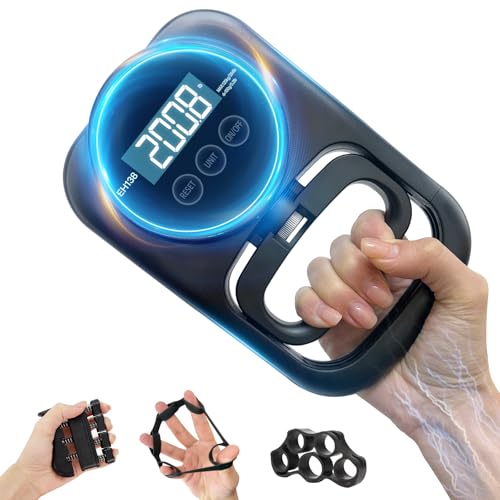 Grip Strength Tester Hand Gripper - Grip Strength Trainer Hand Dynamometer Handheld Meter LED Display Comfortable 265 Lbs / 120 Kgs Finger Strengthener for Sports Home School Gym Use - color: Black