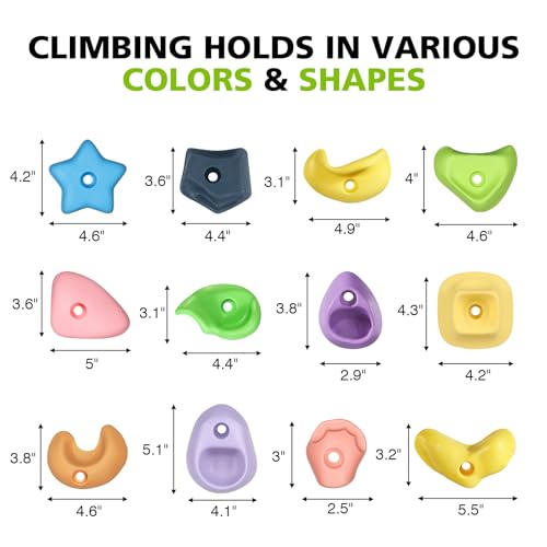TOPNEW Climbing Holds for Kids, Rock Wall Holds with Hardware - Climbing Rocks for Indoor Outdoor Playground Climbing Wall (24 Pcs) - style: 24 Pcs