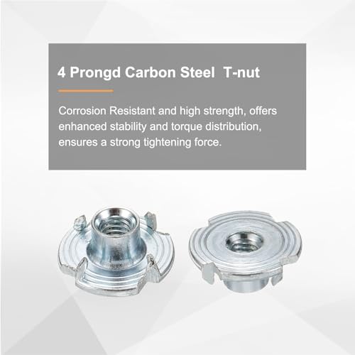 HARFINGTON M4x6mm T-Nuts 4 Pronged Tee Nut 0.57" x 0.24" Fully Thread Carbon Steel Inserts for Wood, Rock Climbing Holds, Cabinetry, Furniture 100pcs - size: M4x6mm, 14.5mm