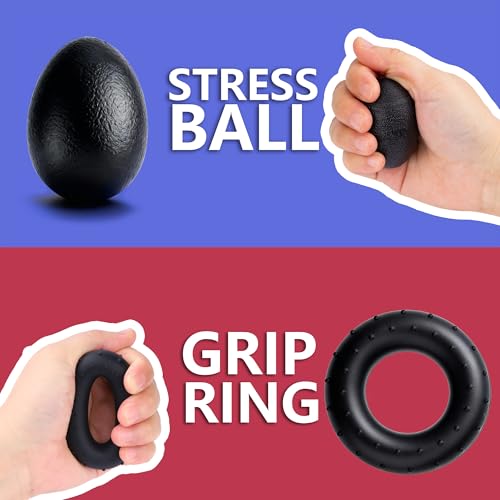 Hand Grip Strength Trainer Kit, Stress Balls, Finger Exerciser Extensioin, 5 Pack Forearm Gripper Strengthener Adjustable Resistance, Hand Strengthening Devices