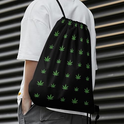 Swim Drawstring Bag Waterproof Sports Backpack for Beach Gym Training Gear Storage Lightweight Unisex Sackpack, Weedleaf Pattern Bags - color: Picture (39)