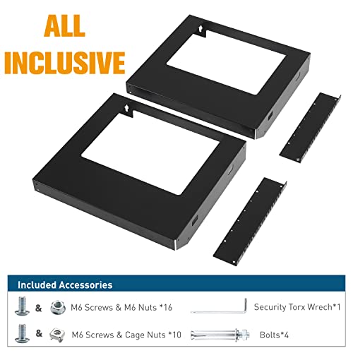 6U Wall Mount Rack Open Frame 19 Inch Server Equipment Network Cabinet 18 inches Depth Black by Tedgetal - color: 6U