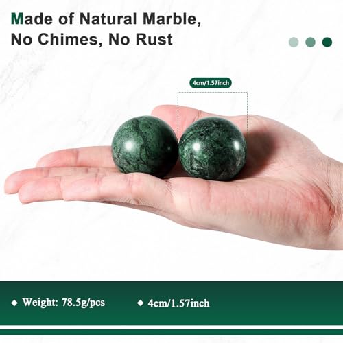 Learay 2Pcs Baoding Balls, Boading Balls for Hand Therapy, Green, 2 inch | Chinese Health Exercise Massage Balls with Carry Pouch for Stress Relief Meditation Ball - color: Green/2 Inch