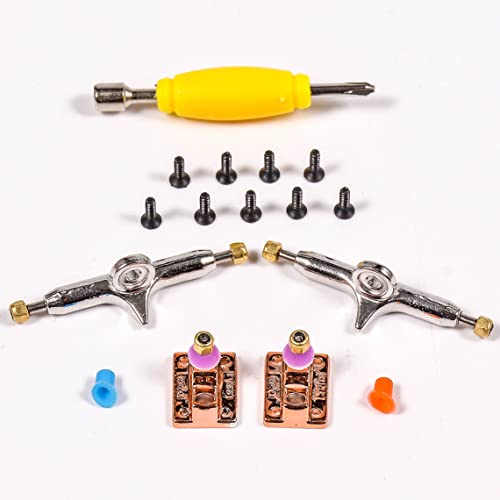 Fingerboard Trucks with Upgraded Urethane Bushings and Pivot Cup,34mm 32mm Width,Normal Kingpin (Gold, 32mm) - color: Gold, size: 32mm