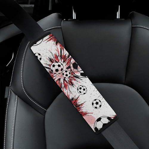 Universal Soft and Comfortable Seat Belt Shoulder Pad for Adult Use, Most Cars, 1 Pair Cool Red Soccer Football Harness Pads Strap Anti-Slip Pad - color: Pattern 1006