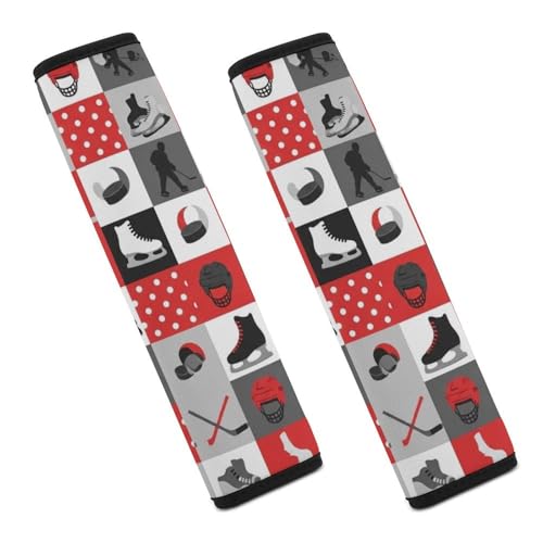 2 Pack Hockey Red Grey Plaid Seat Belt Shoulder Pad Universal Soft and Comfortable Seat Belt Covers Cushion for Kids, Most Cars, Comfortable Driving - color: Pattern 490