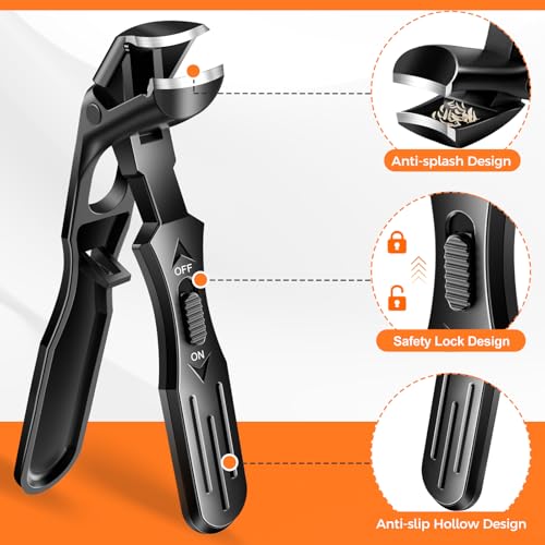 Toenail Clippers for Seniors Thick Toenails, 2026 Large Angled Nail Clippers for Men Thick Nails with Catcher, Heavy Duty Nail Cutter Long Handle Sharp Fingernail Clipper Gifts for Men Women Adults - style: Black Angled Head Nail Clippers