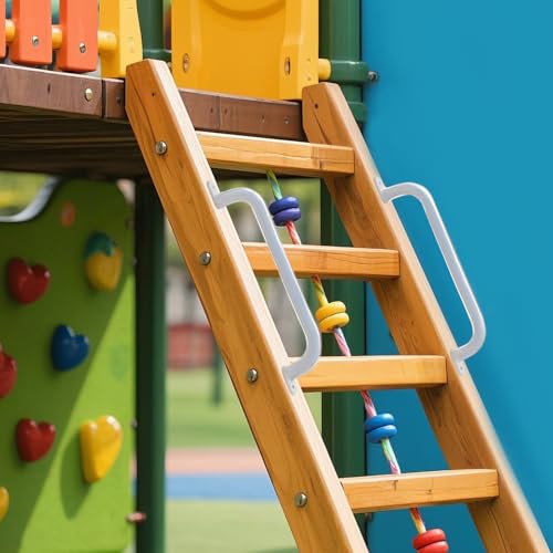 17 Inch White Playground Handles Indoor Kids Monkey Bar Ladders 6Pcs | Heavy Duty Solid Metal, Non-Slip Matte White Powder Coating, Comfy Secure Hand Grips for Playset Swing Set Climbing Frame - color: White-6pack
