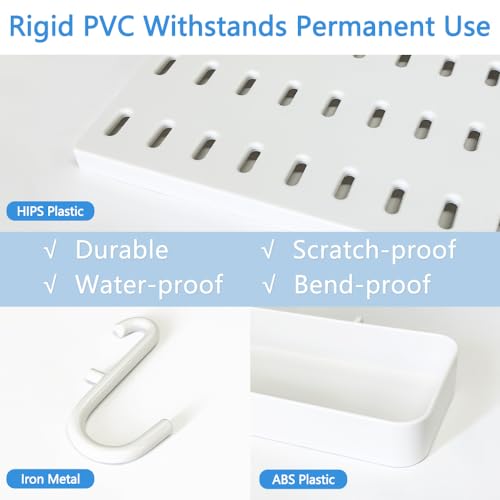 Plastic 15pcs Pegboard Wall Organizer Kit, 11x11, White | peg board storage system, modular kit for shop, shed and garage, wall mount board with accessories