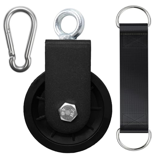 Cable Pulley System for Home Gym, Silent 360° Rotation Nylon Pulley Wheel with Detachable Traction Block LAT Pulldown & Weight Lifting Attachment for Strength Training Workouts - color: 3.54in/90mm Cable Pulley