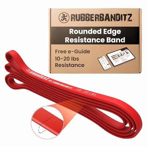 Rubberbanditz Rounded Edge Resistance Band | Compact and Light Weight Exercise Bands | Suitable for All Fitness Levels Users| Travel Friendly Resistance Bands for Working Out - color: Red