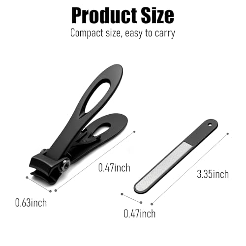 Bestac Heavy Duty Ultra Wide Jaw Nail Clippers Set - Stainless Steel Toenail Clippers for Thick Nails, Seniors, Men & Women - Big Manicure Pedicure Nail Cutter Kit (Black) - color: Black