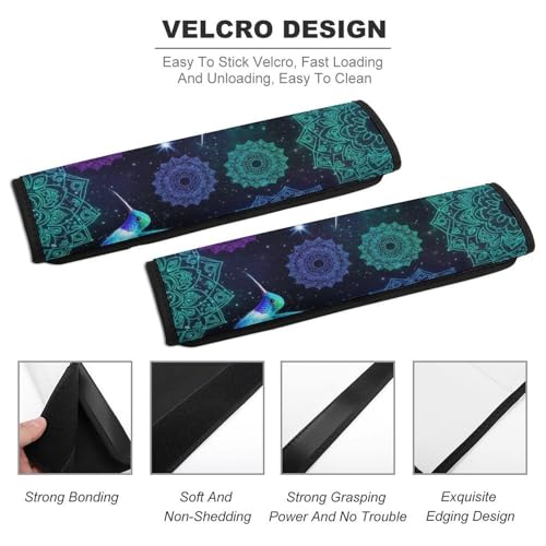 Breathable Seat Belt Shoulder Pad for Adults and Children, Stroller Pushchair High Chair, 2 Pack Hummingbird Floral Bird Mandala Flowers Neck Strap Covers Easy Install (No Tool) - color: Pattern 1012