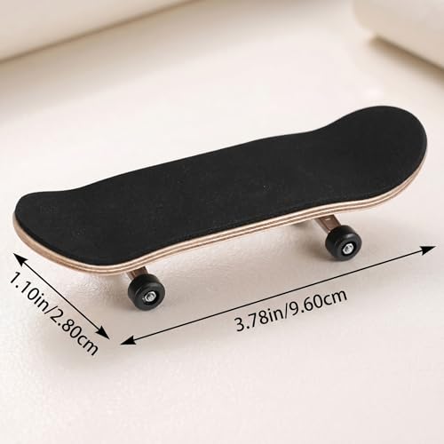 Milltrip Wooden Finger Skateboards, 1Pc Maple Wooden Alloy Fingerboard Finger Skateboards with Box Reduce Pressure Gifts (Black) - color: Black