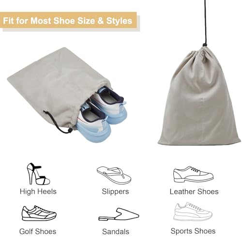 4 Pcs Shoe Bags for Travel, Shoes Pouch with Partition Design & Drawstring | 13.8"x17.7" Fits Most Shoes, Dust Resistant, Washable & Reusable Travel Shoe Bags, Travel Essentials for Men Women - color: Grey