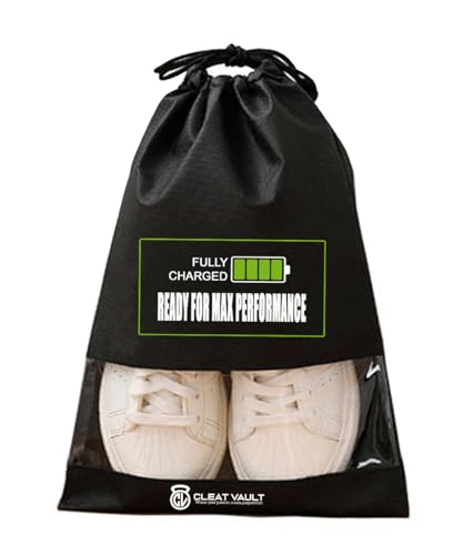 Generic Cleat Vault Fully Charged | High-Performance Sports Travel Shoe Storage Bag w/Motivation, Black - size: Large (US Shoe Size 7+), style: Fully Charged