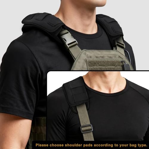 ZINMARK Tactical Shoulder Pad with Ultra-Thick Cushion for Vest Shoulder Straps and Backpacks, Comfort and Breathable (1PCS-Black) - color: Black