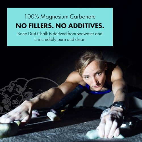 Death Grip Bone Dust MG2+ Climbing Chalk – 125g Fine Powder Magnesium Carbonate from Solar Seawater – High-Performance Hand Chalk for Climbing, Bouldering, Weightlifting, Gymnastics & Training