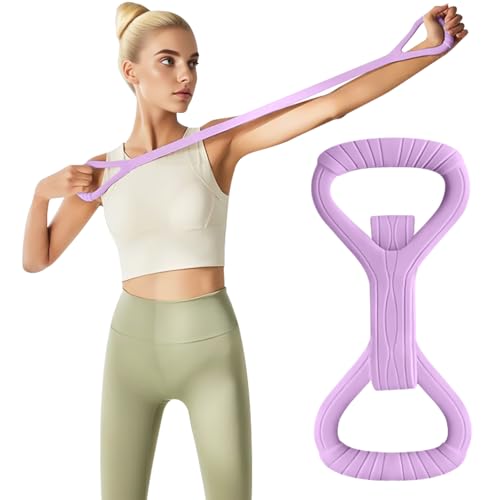 Figure 8 Fitness Band with Handle,Exercise for Arm & Shoulder,Yoga,Stretch | Non-Slip Ropes ,Elastic Bandsfor Women,Back Training Exercise Equipment - color: purple