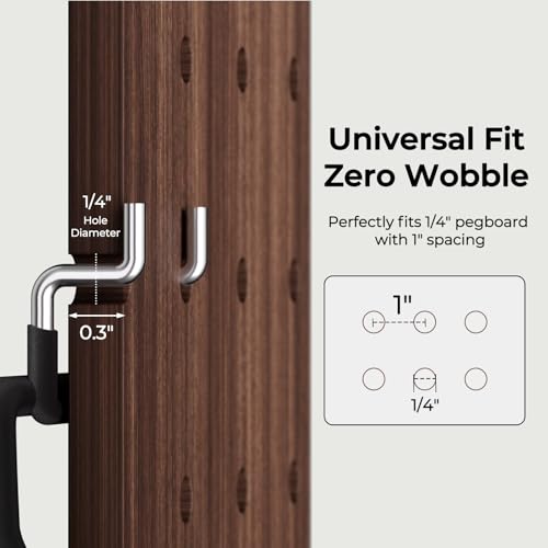 INCLY 10 Pack 1/4" Pegboard Drill Holder Tool Utility Hooks | Heavy Duty Pegboard Hooks, Peg Board Tool Hangers, for Power Tools, Drill, Hammer, Cords, Hoses, Shovels, Garage Storage - size: 10 Pack