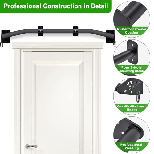 SELEWARE 32"/36" Wall Mount Pull Up Bar Joist Mount Chin Up Bar for Doorway | Heavy Duty Steel Construction Support 450 lb, w/Resistance Band Hooks, Fits 32"/36" Wall Studs for Home Gym Strength Training - size: B: 36" x 1.6" Dia Grip