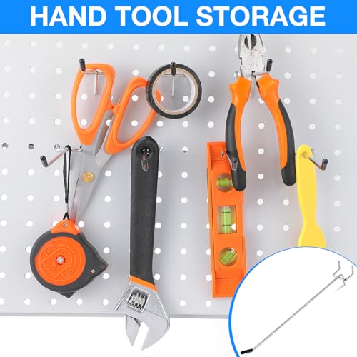 Moxweyeni 100 Pcs Pegboard Hooks Peg Board Organizer Accessories Holders Hanging Stainless Steel Display Wall Hooks for 1/8 and 1/4 Pegboard Wall for Garage Storage Tools(8 Inch) - size: 8 Inch