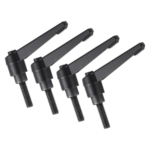 uxcell 4pcs Clamping Lever Handles, M6 x 20mm Black Oxide Carbon Steel Threaded Male Stud, Adjustable Handles Locking Quick Release Ratchet Push Button Bolt Knobs, Black - size: M6 x 20mm