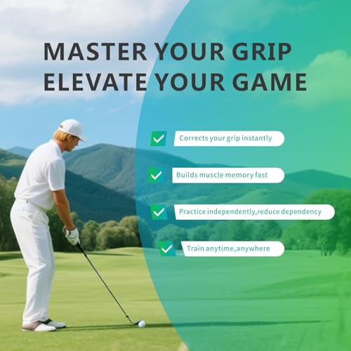 Golf Grip Trainer, Golf Training Aid for Correct Hand Position | Improve Grip Strength and Swing Technique for Better Performance, Portable Golf Club Grip Trainer for Beginners Practice