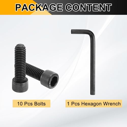 PATIKIL 3/8"-16 x 1-1/4 Socket Head Cap Screws Bolts, 10Pcs Carbon Steel Hex Head Metric Screws for Door Road Bicycle Mountain Bike Auto Ship Communication Equipment, Black - size: 3/8"-16 x 1-1/4