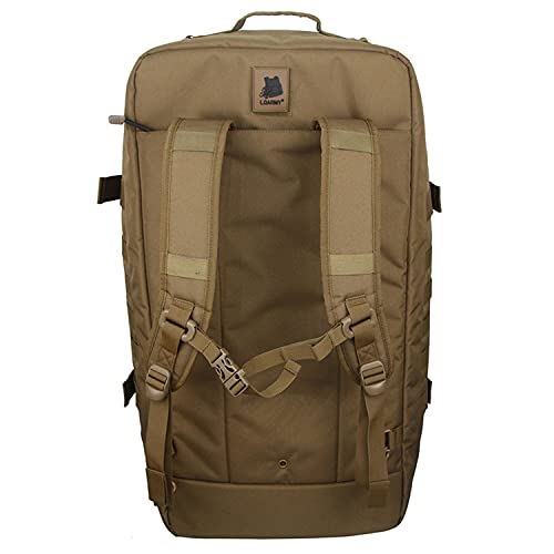 3 in 1 Tactical Travel Duffel Bag Backpack, Heavy Duty Gym Bag coyote | Waterproof 600D nylon, internal collapsible dividers, weekend overnight travel, gym workout, camping luggage, 45L - color: Coyote, size: 45L,(23x12x9)Inches