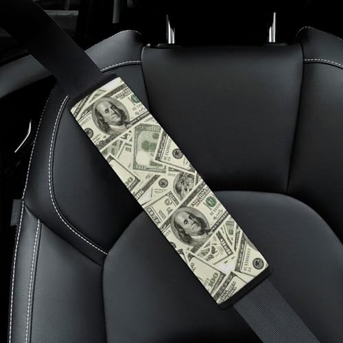 2 Pack 100 Dollar Bills Money Car Seat Straps Shoulder Pads Breathable Shoulder Protector for Elderly Support, Most Cars, Pressure Relief - color: Pattern 901