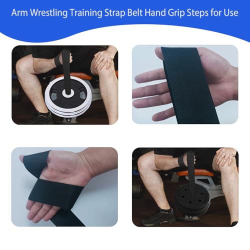1Pcs Arm Wrestling Training Loading Strap Belt Hand Grip Fitness Equipment Wrist Forearm and Biceps Workouts Muscle Strength Tools Suitable 1-2 inches Barbell Plates Durable Loop Weight Plate(Black)
