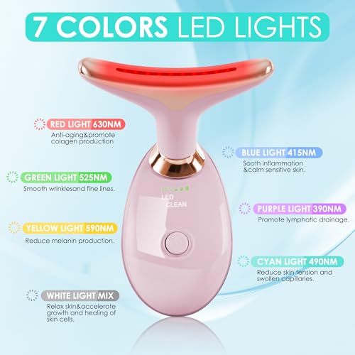 Facial Massager Red-Light-Therapy-for-Face and Neck, Face 𝖲 culpting Wand with 7 Color - Birthday, Christmas, Mothers Day, Valentines Day Gifts for Her Women Mom Best Friend Wife Teacher (Rose Gold) - color: Rose Gold