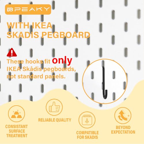 Black Pegboard S Hooks for IKEA SKADIS, 16 Pack | Compatible with IKEA SKADIS Pegboard, Rust Resistant Steel Hooks, 18 lb Load Capacity for Kitchen, Office, Craft - style: Black S Hook