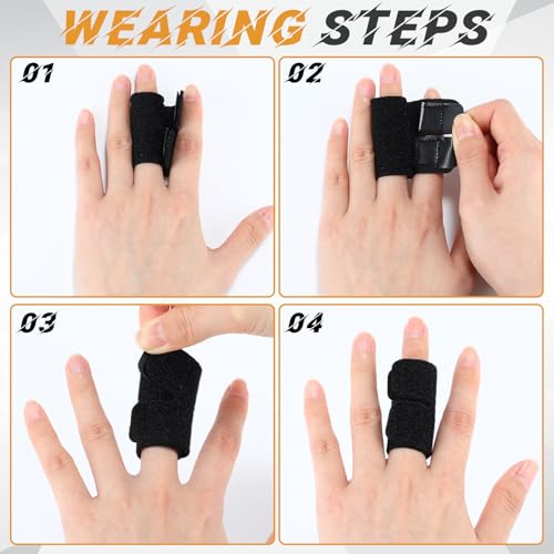 Thenshop 10 Pack Finger Sleeves Protectors Adjustable Sport Buddy Straps Elastic Volleyball Thumb Splints Brace Elastic Finger Sleeves for Sport Volleyball Basketball Handball Relieving Pain