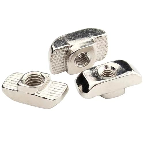50 Pcs 4040 Series M3 T Nuts, T Slot Nut Hammer Head Fastener Nut, Nickel Plated Carbon Steel Nut for European Aluminum Profile,Drop in T Slot Nuts Assortment Kit(40-M3) - size: 40-M3(50 Pcs）