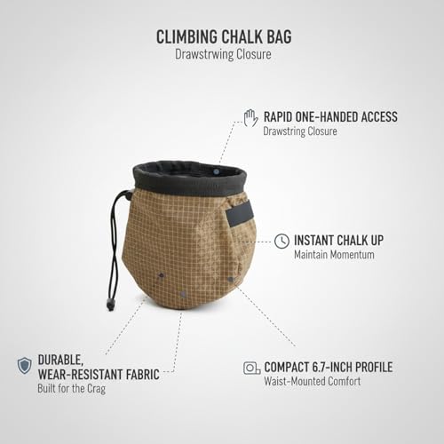 Climbing Chalk Bag with Drawstring Closure - Lightweight Waist Pouch for Rock Climbing, Bouldering & Gym Training (1 Pack) - color: Brown