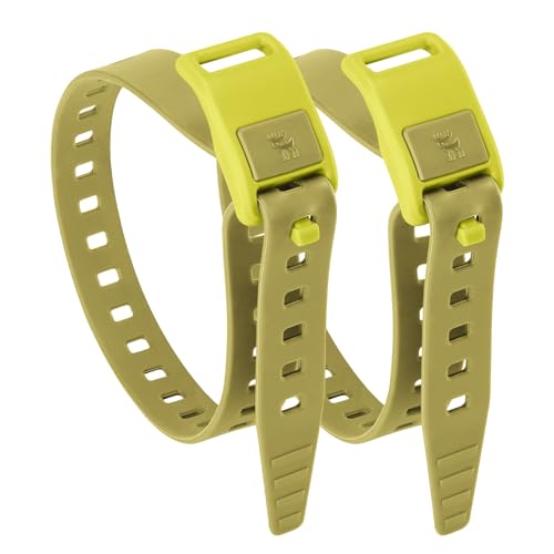 2-Pack Stiff TPU Utility Straps, 80kgf for Bike Moto Ski | 8-Figure Lock, 360° Wrap, Rigid TPU,-40~140°F, Connectable, Grey - color: Olive green