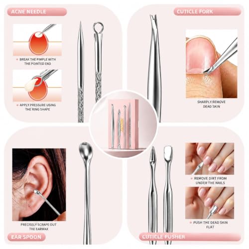 ZIZZON Nail Clippers Kit Manicure Pedicure Set with Holographic Case(Pink) | 12-Piece Set with Thicker Steel, Precision-ground Cutting Edges, and Smooth-finished Tools for Clean, Precise Trimming. - color: Pink