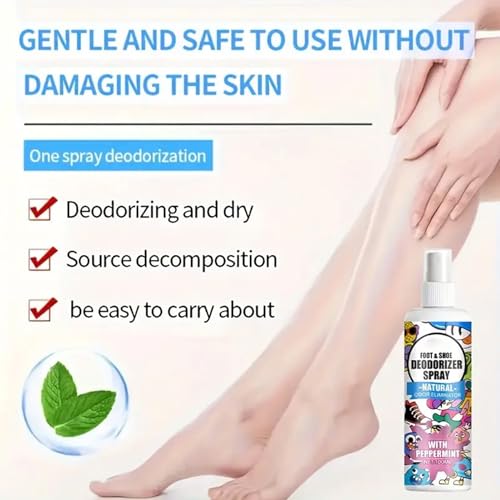 Shoe Smell Remover 100ml Shoe Smell Deodorizer Spray | Footwear Odor Removal Mist for Travel Hiking Home Tennis Leather Fabric Canvas Sneaker