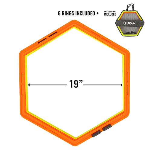 Hex Agility Rings for Speed Training & Agility Footwork Training Speed Hurdles Ladder with Carrying Bag (6 Rings) - size: 6 Rings