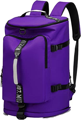 Gym Duffle Bag Waterproof black Laptop Backpack Suitable for Hiking, Fishing, Travel 40L Large Capacity Trendy Cool Lightweight Backpack for Men and Women - color: Purple