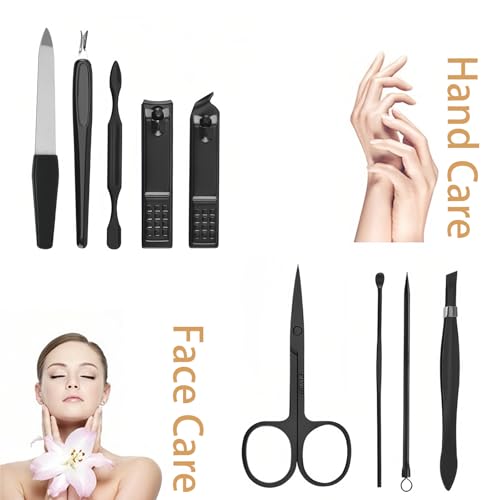 Premium Stainless Steel Manicure Set – 9-in-1 Grooming Kit with Elegant Leather Storage Case-RED