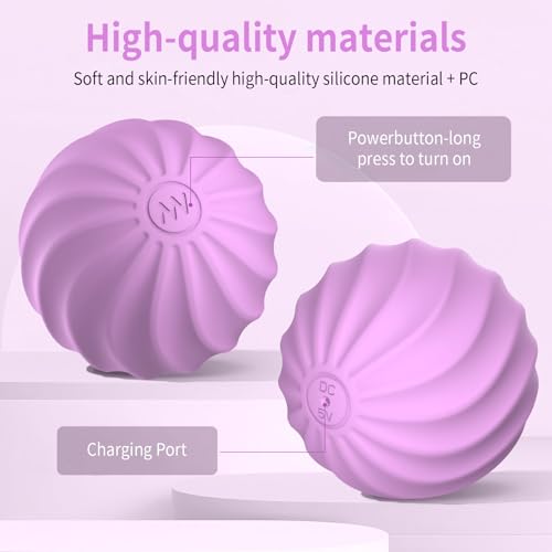 2.5" Mini Massage Ball, 10 Speeds Vibrating Massage Roller Ball for Palm, Hand, Foot, Leg, Neck, Back, Trigger Point Muscle Therapy Ball for Myofascial Release, Plantar Fasciitis Relief (Purple) - color: Purple