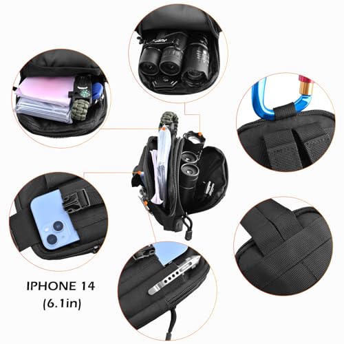 TRIWONDER Tactical Phone Pouch Molle, Smartphone Holster Bag EDC Utility Cellphone Lock Card Holder Organizer Fit for Waist Belt Case - color: 04 Black