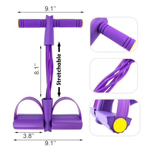 BlingKingdom Multifunction Fitness Resistance Band, 6-Tube Tension Exercise Rope Elastic Yoga Foot Pedal Puller Abdominal Trainer Band for Arm, Leg, Core, Workout, Sit-Up Training, Stretching