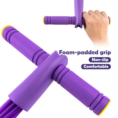 BlingKingdom Multifunction Fitness Resistance Band, 6-Tube Tension Exercise Rope Elastic Yoga Foot Pedal Puller Abdominal Trainer Band for Arm, Leg, Core, Workout, Sit-Up Training, Stretching